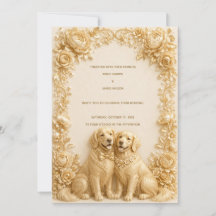 Invitación de boda de Retriever Dorado 3D de lujo