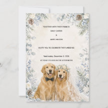 Invitación de boda de Retriever Dorado de Invierno