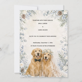 Invitación de boda de Retriever Dorado de Invierno
