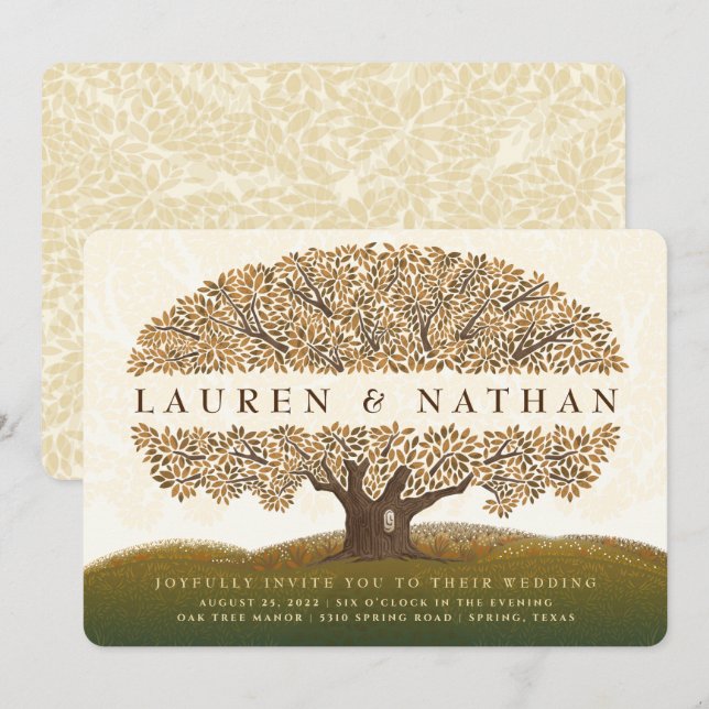 Invitación de boda de roble de otoño (Anverso / Reverso)