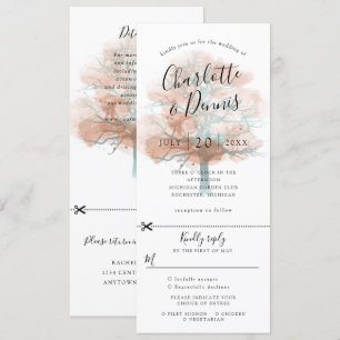 invitación de boda de roble de otoño con rsvp adju