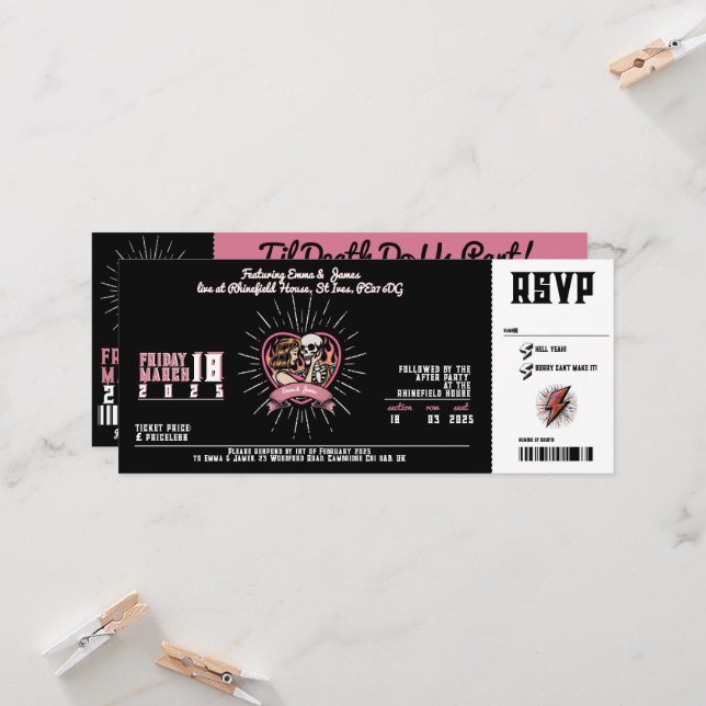 Invitación de boda de Rock and Roll Love Groove (Anverso/Reverso In Situ)