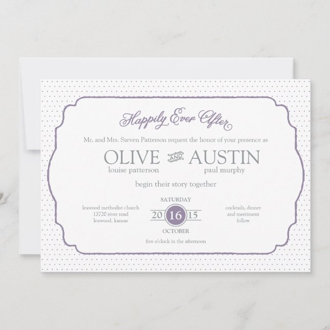 Invitación de boda de romance de cuento de hadas (Anverso)