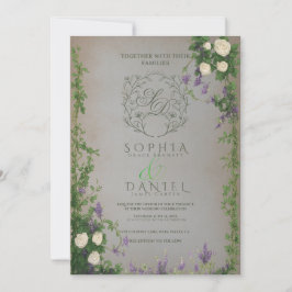 Invitación de boda de romance de jardín medieval