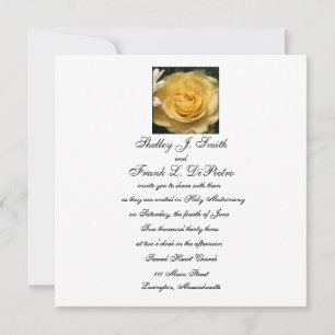 Invitación de boda de rosa amarilla cuadrada