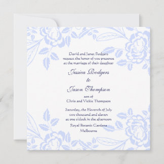 Invitación de boda de rosa azul suave elegante