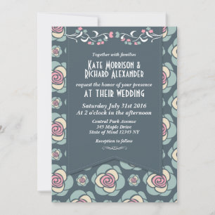Invitación de Boda de Rosa Azul y Rosa