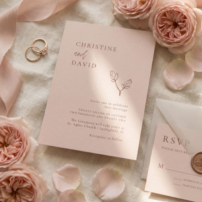 invitación de boda de rosa bohemio minimalista (Subido por el creador)
