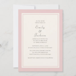 Invitación de boda de rosa crema elegante moderna