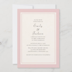 Invitación de boda de rosa crema elegante moderna