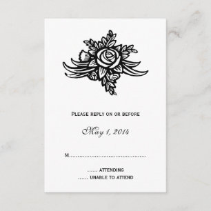 Invitación de boda de rosa de estilo de tatuaje RS