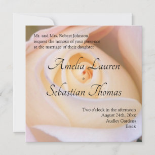 Invitación de boda de rosa dorada rosa pálido
