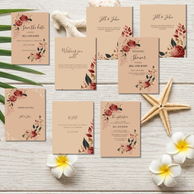 Invitación de boda de rosa elegante moderna tropic (Subido por el creador)
