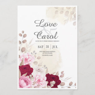 Invitación de Boda de Rosa Elegante Rosa Claro y B
