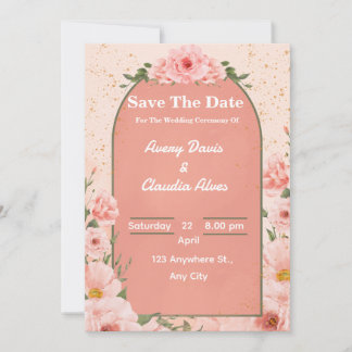 Invitación de Boda de Rosa Floral Elegante Rosa