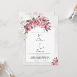 Invitación de Boda de Rosa Floral Rosa Blush Edita