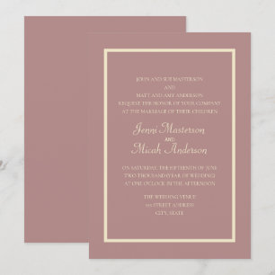 Invitación de boda de rosa polvorienta rosa modern