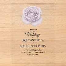 Invitación de boda de rosa púrpura elegante acríli