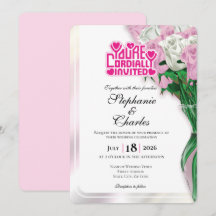 Invitación de Boda de Rosa Rosa - Letra Rosa 3