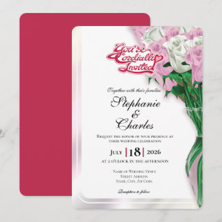 Invitación de Boda de Rosa Rosa - Título Rojo #1