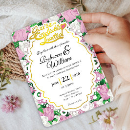 Invitación de Boda de Rosa Rosa y Blanca - Letras 