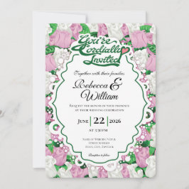 Invitación de Boda de Rosa Rosa y Blanca - Letras 