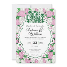 Invitación de Boda de Rosa Rosa y Blanca - Letras