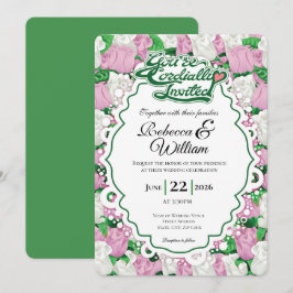 Invitación de Boda de Rosa Rosa y Blanca - Letras 