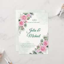 Invitación de Boda de Rosa Rosa y Salvia de Eucali