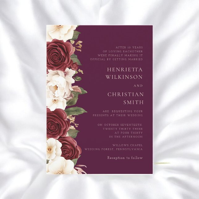 Invitación de Boda de Rosa y Peonía Elegante (Subido por el creador)