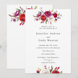Invitación de boda de rosas acuarela borgoña