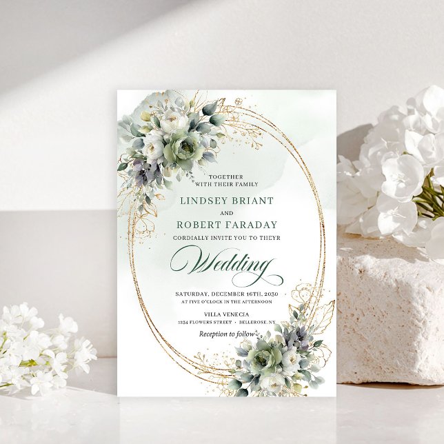 Invitación de boda de rosas blancas boho bonita (Pretty boho white roses wedding invitation)