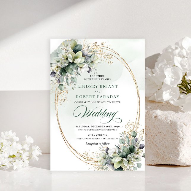Invitación de boda de rosas blancas botánicas soña (Dreamy botanical white roses wedding invitation)