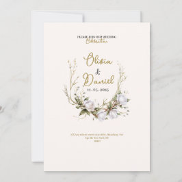 invitación de boda de rosas blancas chic elegantes