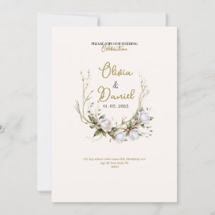 invitación de boda de rosas blancas chic elegantes