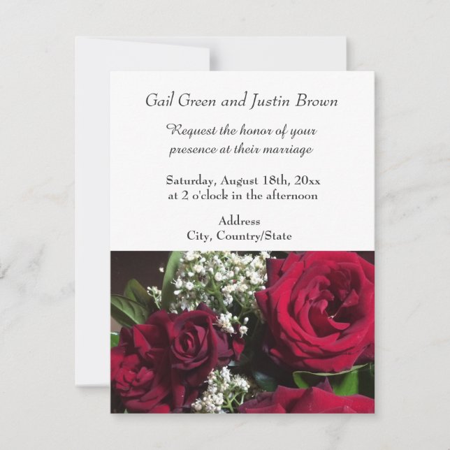Invitación de boda de rosas de jardín (Anverso)