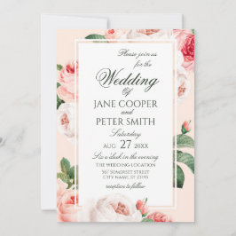 Invitación de boda de rosas delicadas