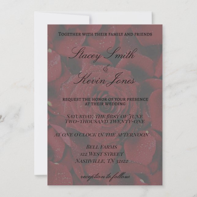 Invitación de Boda de Rosas Elegantes (Anverso)