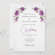 Invitación de boda de rosas fucsias y peonías