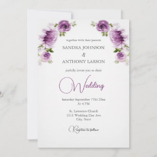 Invitación de boda de rosas fucsias y peonías