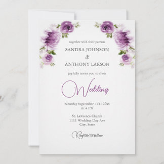 Invitación de boda de rosas fucsias y peonías