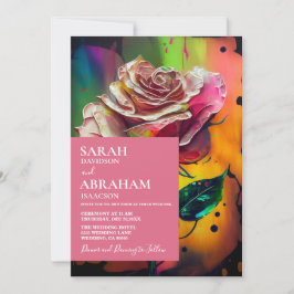 Invitación de boda de rosas modernas abstractas ro