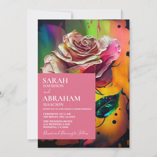 Invitación de boda de rosas modernas abstractas ro (Anverso)