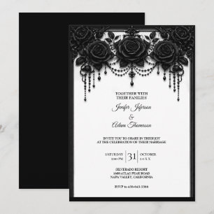 Invitación de boda de rosas negras