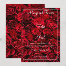 Invitación de boda de rosas rojas elegantes