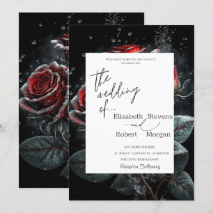 Invitación de boda de rosas rojas elegantes