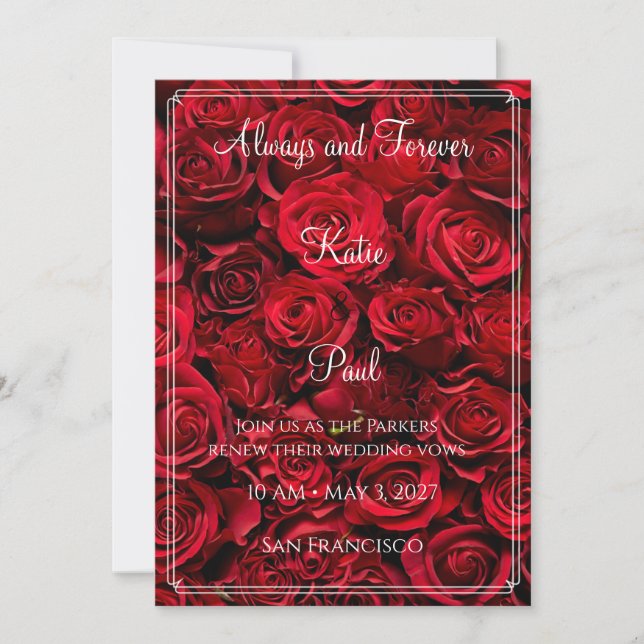 Invitación de Boda de Rosas Rojas Elegantes | Flor (Anverso)