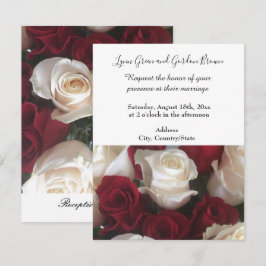 Invitación de boda de rosas rojas y blancas