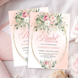 Invitación de boda de rosas rosadas elegantes en o