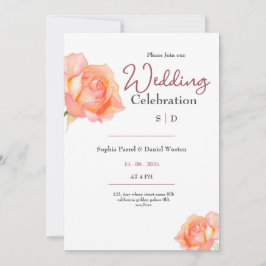 Invitación de boda de rosas rubor de melocotón dor